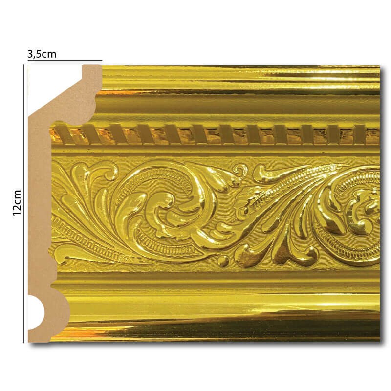 GOLD PALACE IVY COVING POLYURETHANE CORNICE MOLDING FINEST QUALITY - IVY GOLD DS120-A 12cm