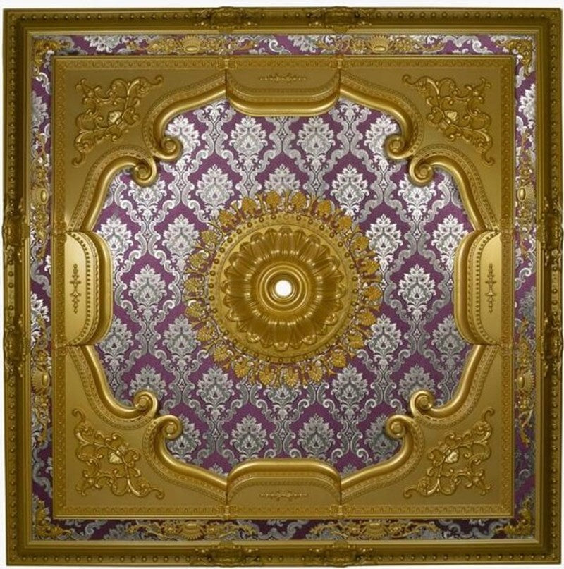 PALACE CEILING ROSE - POLYSTYRENE - SQUARE- DK150-AB -  GOLD MAROON 150*150cm
