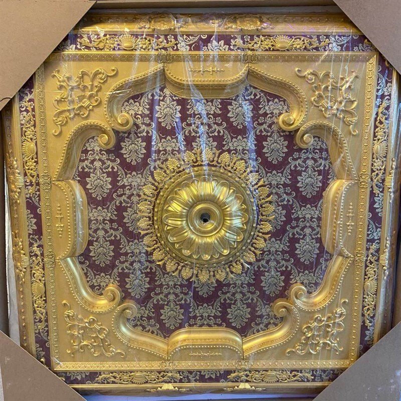 PALACE CEILING ROSE - POLYSTYRENE - SQUARE- DK150-AB -  GOLD MAROON 150*150cm