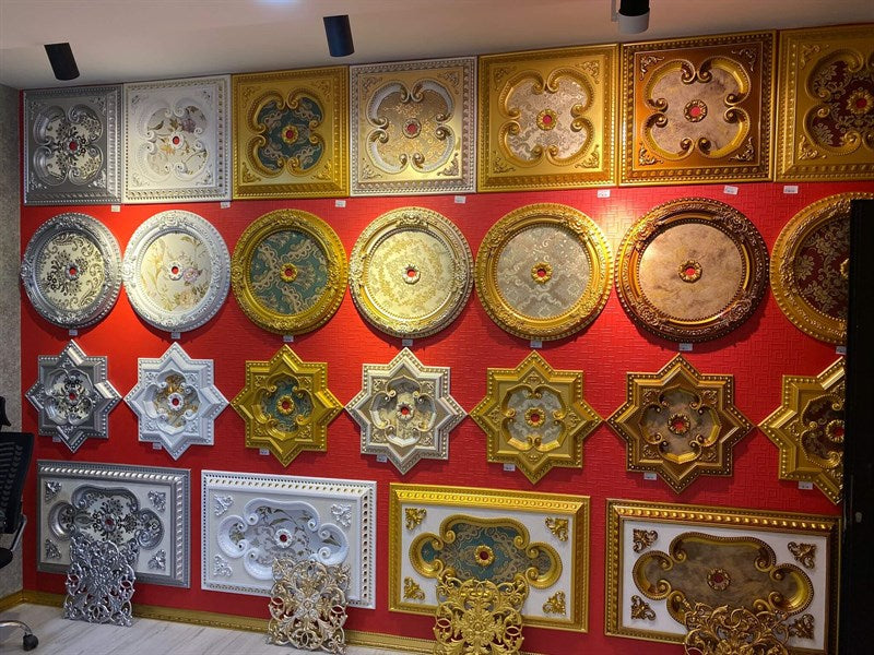 PALACE CEILING ROSE - POLYSTYRENE - DO90-A- CIRCULAR GOLD 90cm